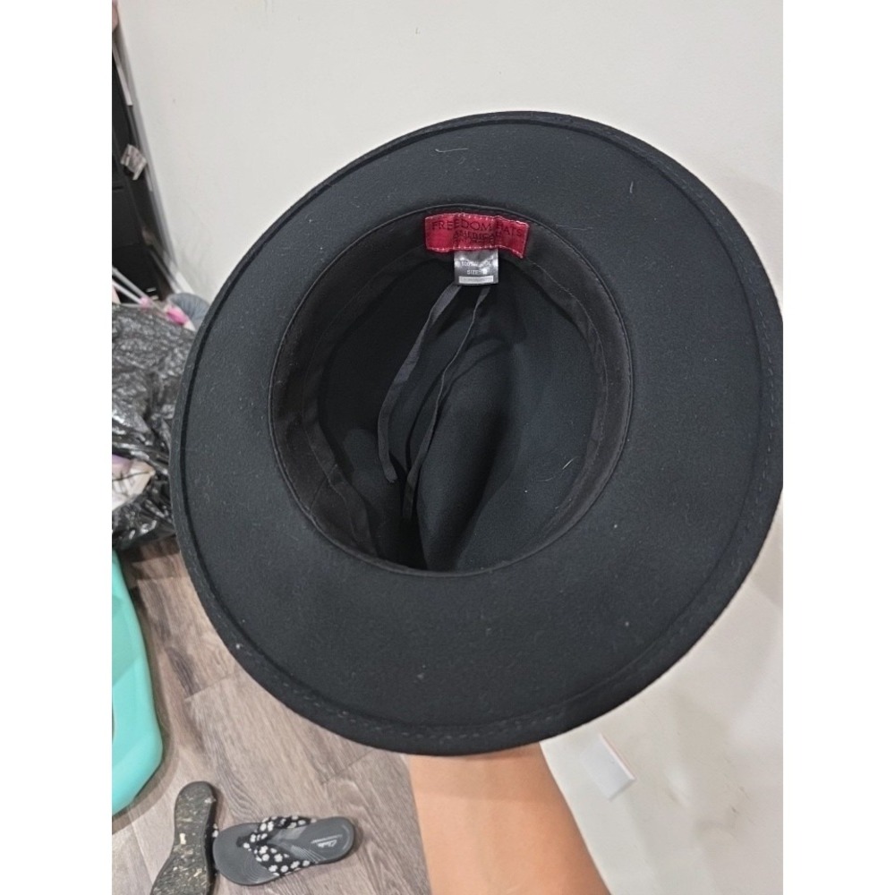 Freedom Hats Black Wool Fedora Size M Men Fall Winter Solid